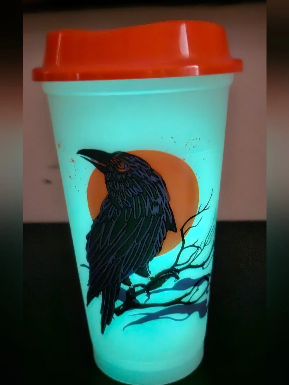 Starbucks 2022 Halloween raven 12oz tumbler & glow in the dark Raven plastic cup